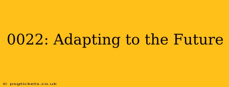 0022: Adapting to the Future