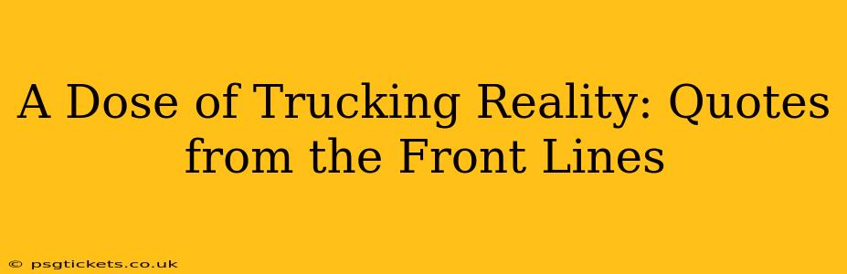 A Dose of Trucking Reality: Quotes from the Front Lines