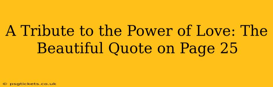 A Tribute to the Power of Love: The Beautiful Quote on Page 25