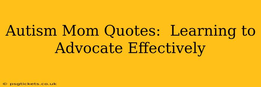 Autism Mom Quotes:  Learning to Advocate Effectively