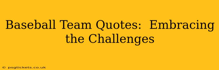 Baseball Team Quotes:  Embracing the Challenges
