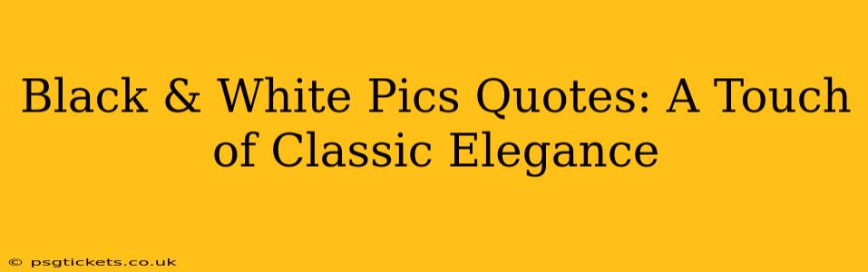 Black & White Pics Quotes: A Touch of Classic Elegance