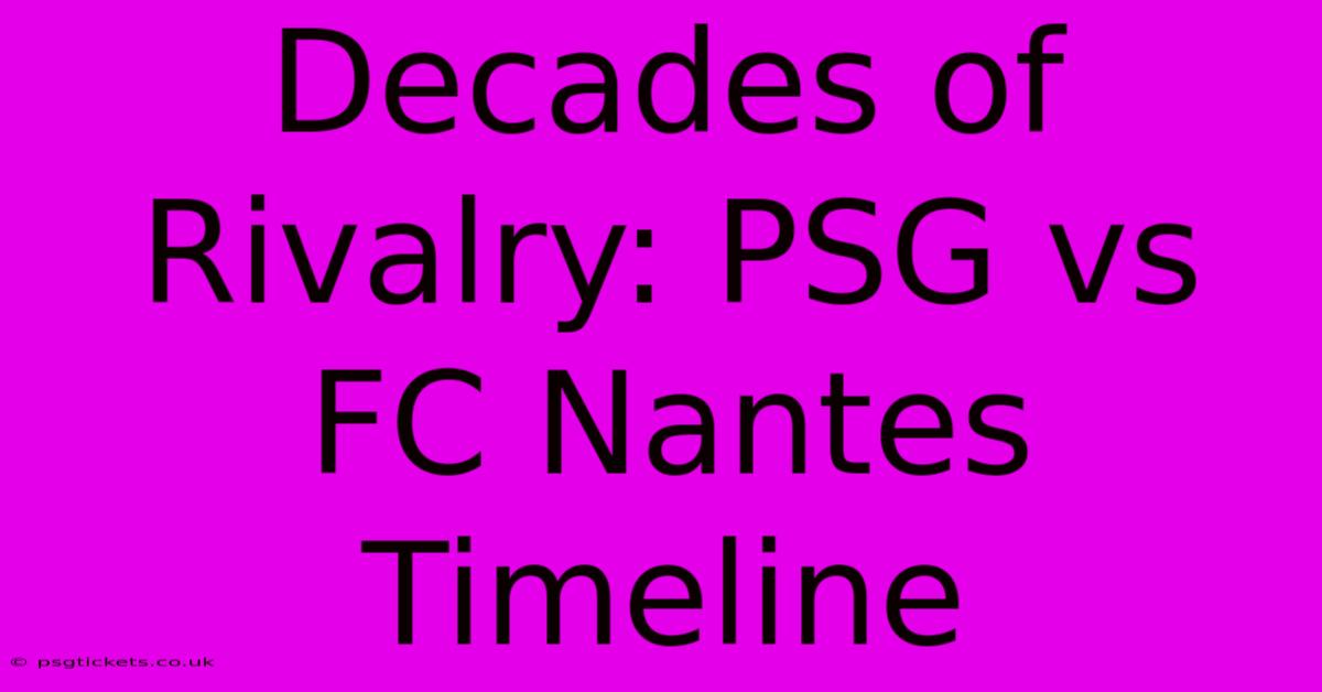 Decades Of Rivalry: PSG Vs FC Nantes Timeline