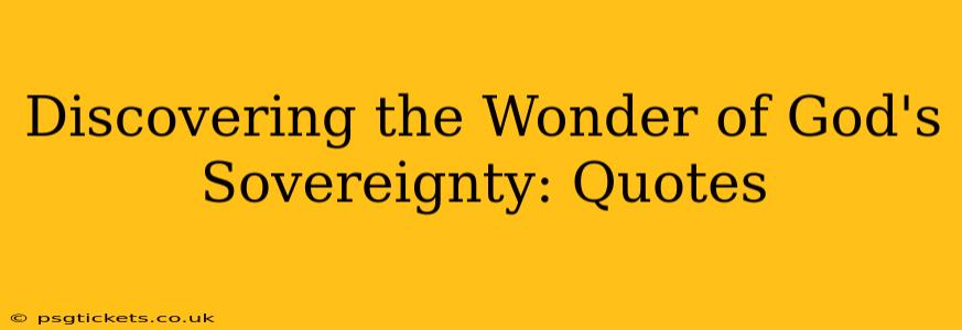 Discovering the Wonder of God's Sovereignty: Quotes