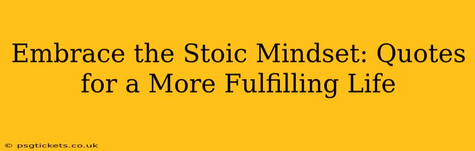 Embrace the Stoic Mindset: Quotes for a More Fulfilling Life