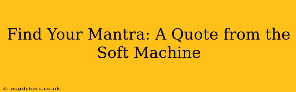 Find Your Mantra: A Quote from the Soft Machine