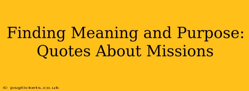Finding Meaning and Purpose:  Quotes About Missions