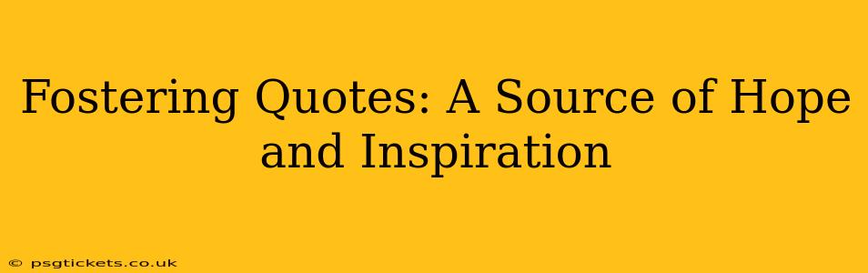 Fostering Quotes: A Source of Hope and Inspiration