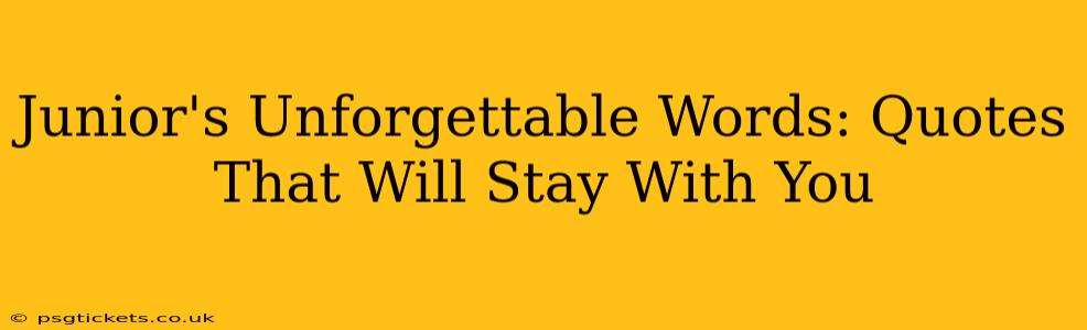 Junior's Unforgettable Words: Quotes That Will Stay With You