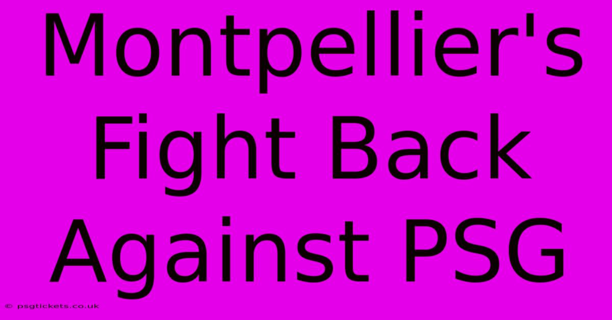 Montpellier's Fight Back Against PSG