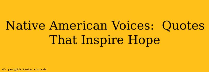 Native American Voices:  Quotes That Inspire Hope