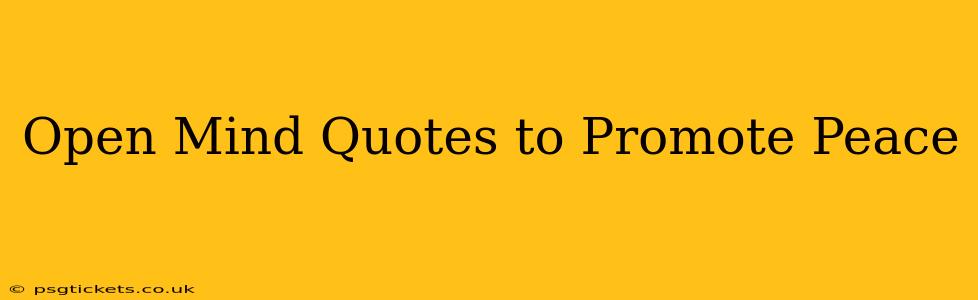 Open Mind Quotes to Promote Peace
