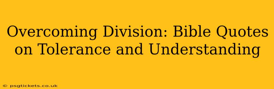 Overcoming Division: Bible Quotes on Tolerance and Understanding