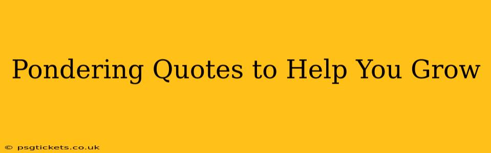 Pondering Quotes to Help You Grow