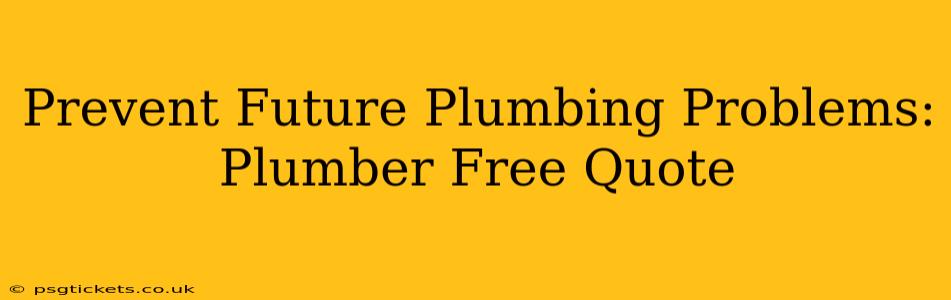 Prevent Future Plumbing Problems: Plumber Free Quote