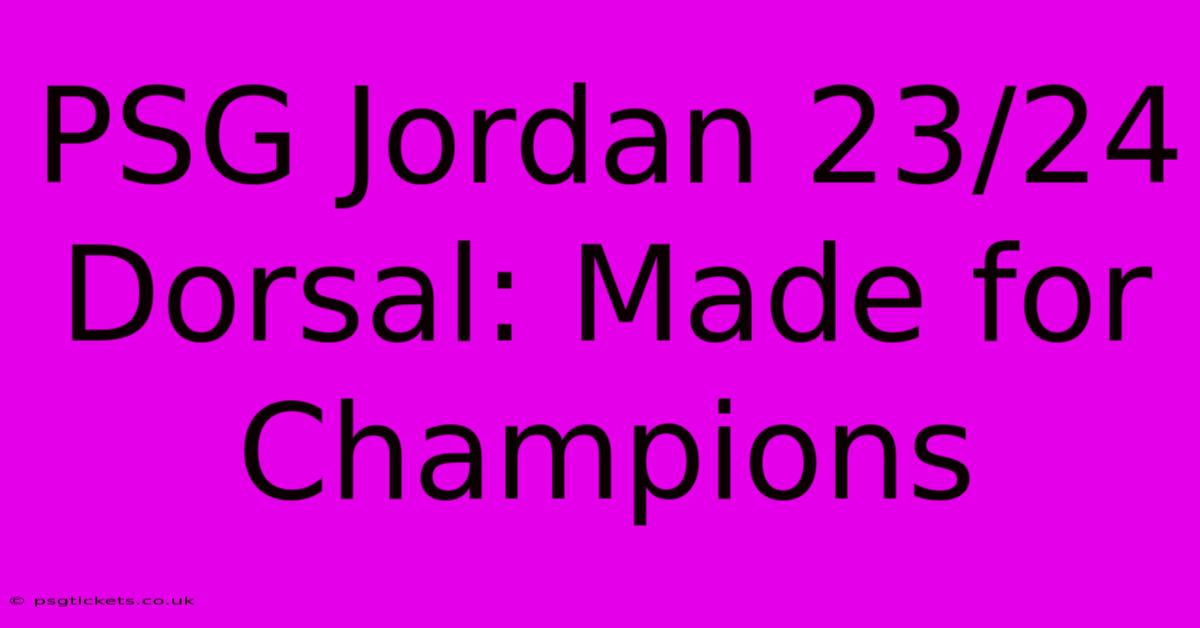 PSG Jordan 23/24 Dorsal: Made For Champions