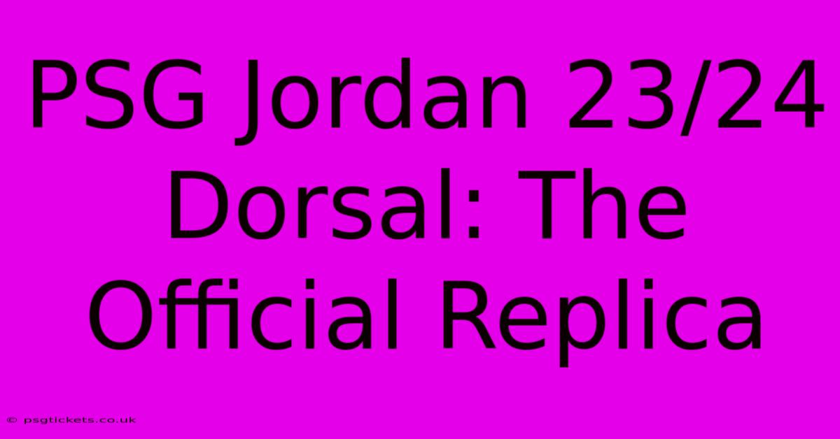 PSG Jordan 23/24 Dorsal: The Official Replica