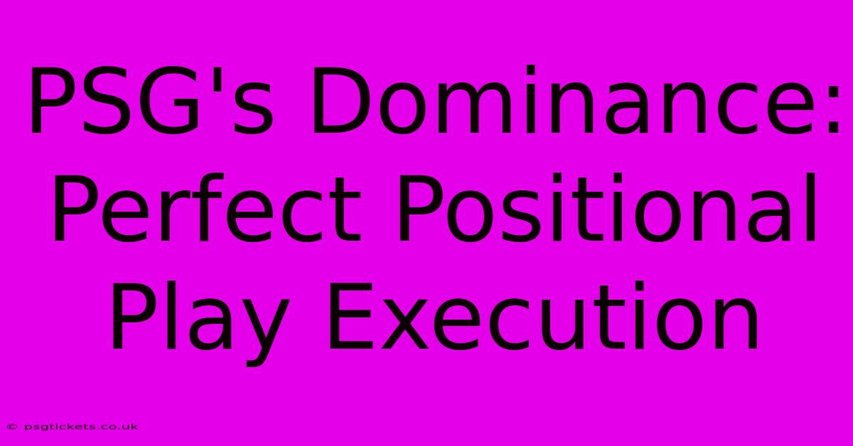 PSG's Dominance:  Perfect Positional Play Execution