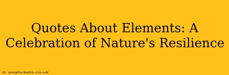 Quotes About Elements: A Celebration of Nature's Resilience