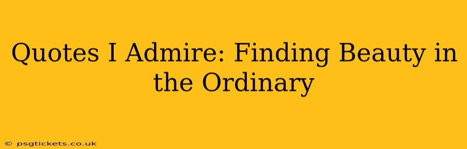 Quotes I Admire: Finding Beauty in the Ordinary