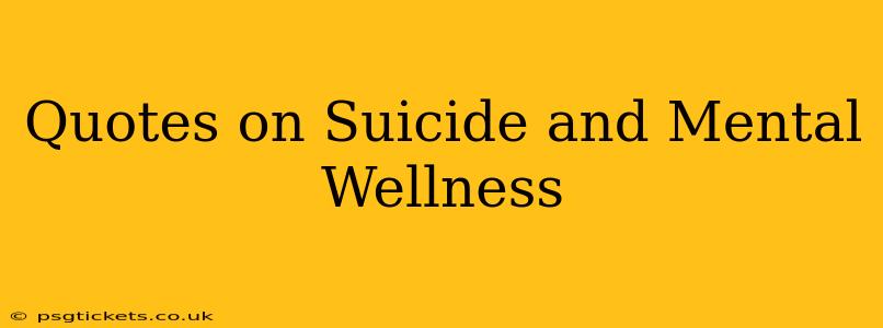 Quotes on Suicide and Mental Wellness