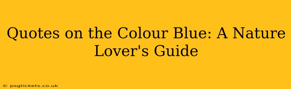 Quotes on the Colour Blue: A Nature Lover's Guide