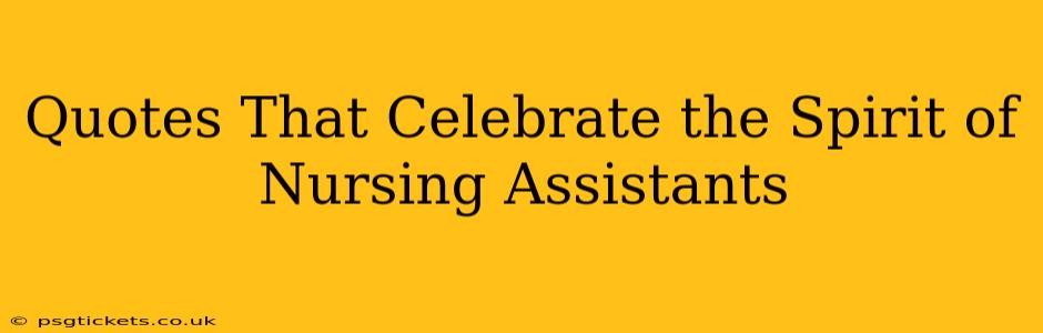 Quotes That Celebrate the Spirit of Nursing Assistants
