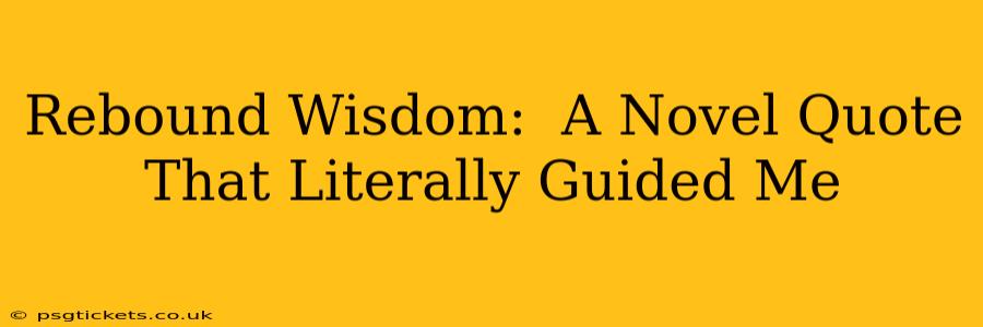 Rebound Wisdom:  A Novel Quote That Literally Guided Me