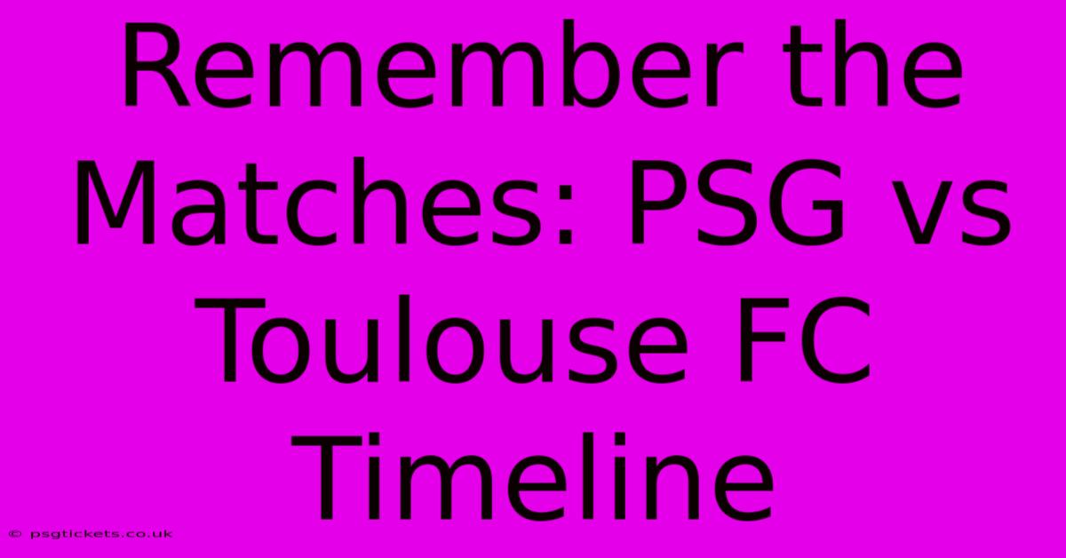 Remember The Matches: PSG Vs Toulouse FC Timeline