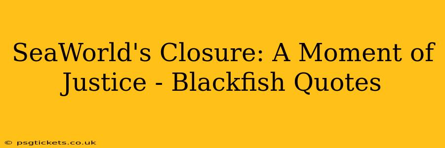 SeaWorld's Closure: A Moment of Justice - Blackfish Quotes
