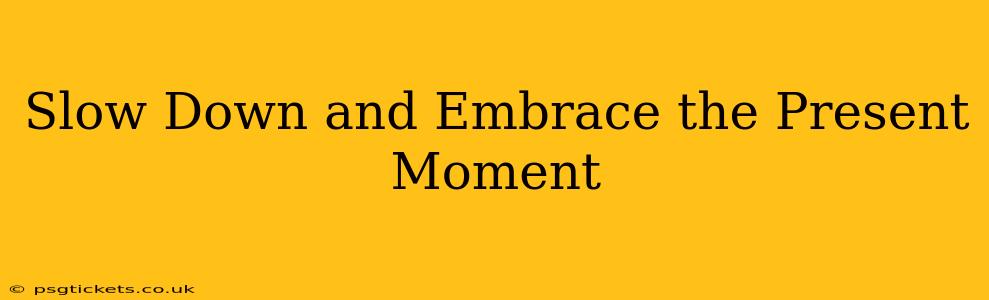 Slow Down and Embrace the Present Moment