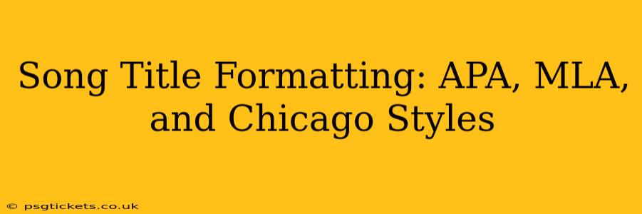Song Title Formatting: APA, MLA, and Chicago Styles