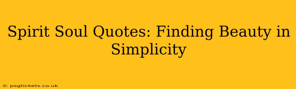 Spirit Soul Quotes: Finding Beauty in Simplicity