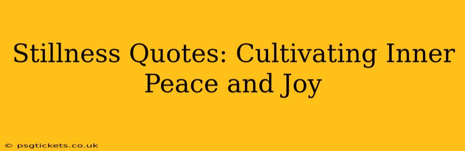 Stillness Quotes: Cultivating Inner Peace and Joy
