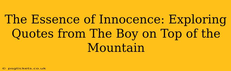 The Essence of Innocence: Exploring Quotes from The Boy on Top of the Mountain