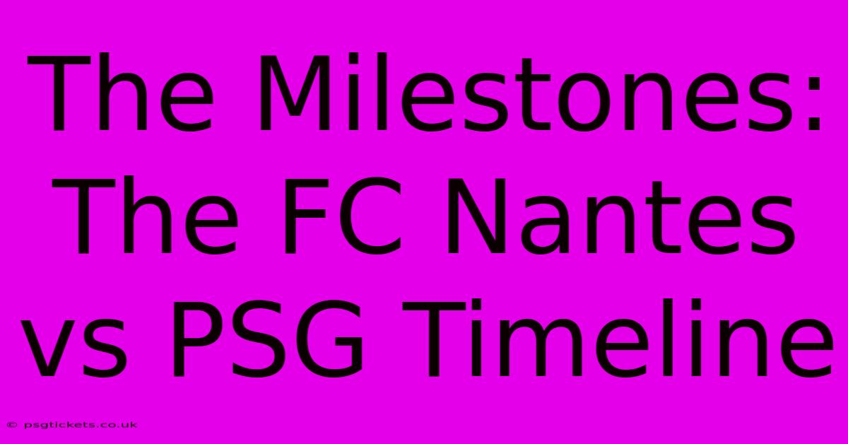 The Milestones: The FC Nantes Vs PSG Timeline