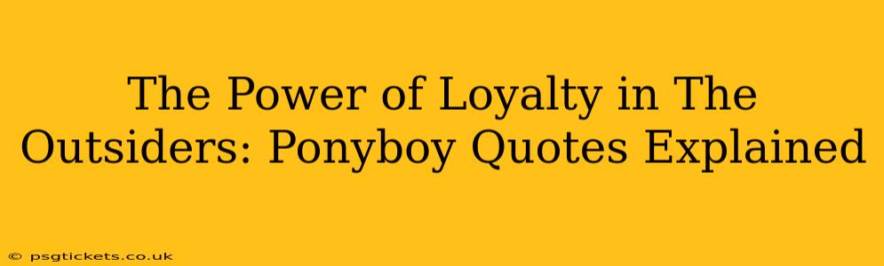 The Power of Loyalty in The Outsiders: Ponyboy Quotes Explained