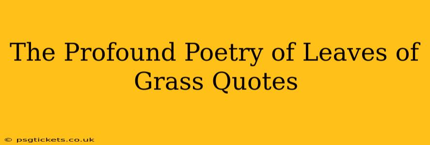 The Profound Poetry of Leaves of Grass Quotes