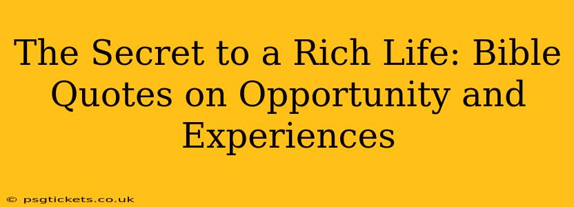 The Secret to a Rich Life: Bible Quotes on Opportunity and Experiences