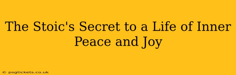 The Stoic's Secret to a Life of Inner Peace and Joy