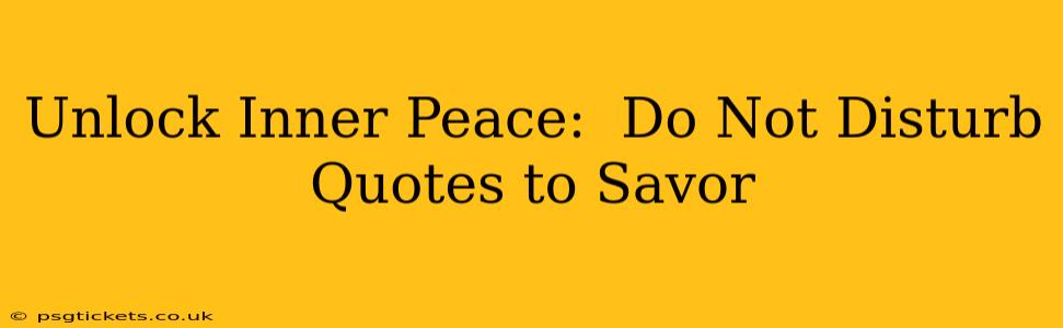 Unlock Inner Peace:  Do Not Disturb Quotes to Savor