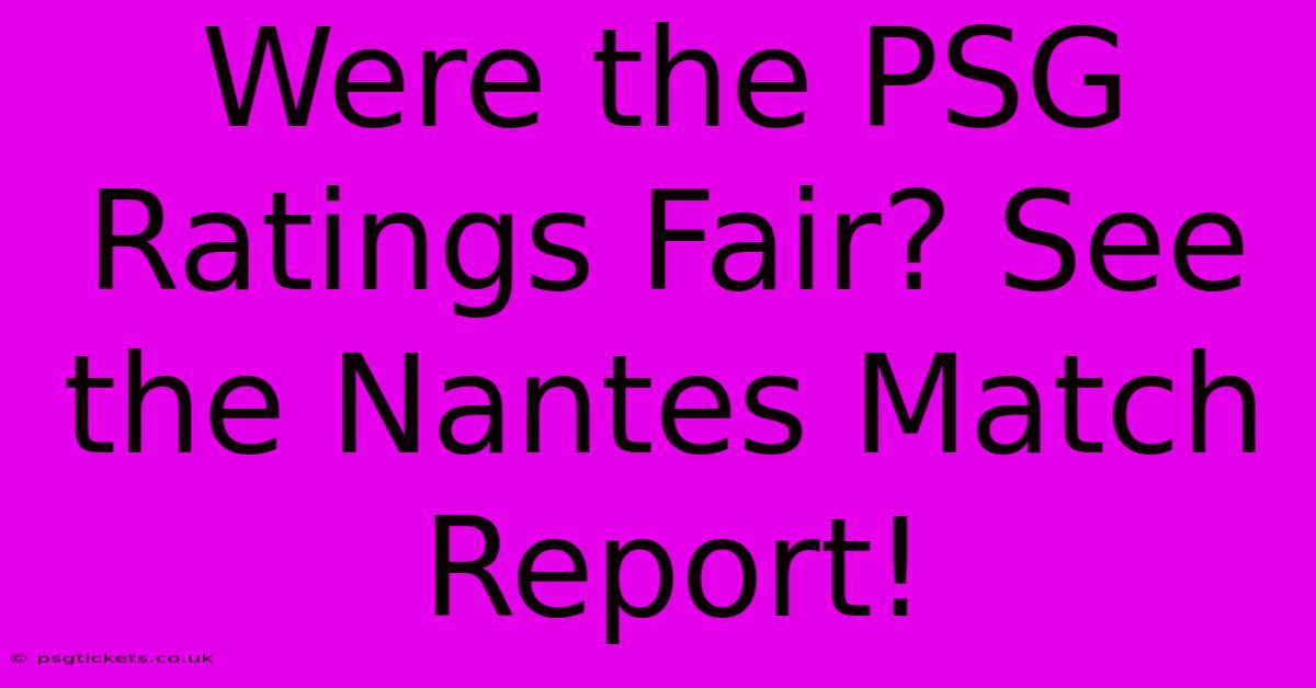 Were The PSG Ratings Fair? See The Nantes Match Report!