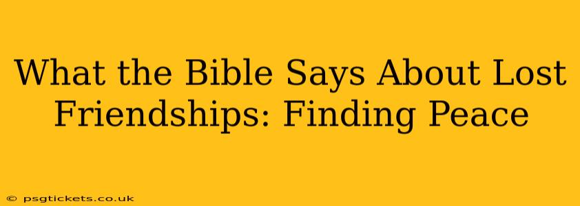 What the Bible Says About Lost Friendships: Finding Peace
