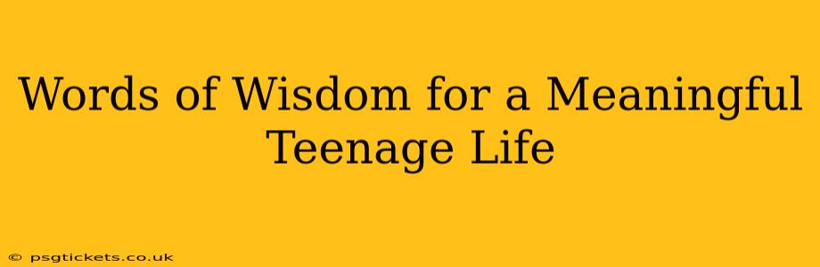 Words of Wisdom for a Meaningful Teenage Life